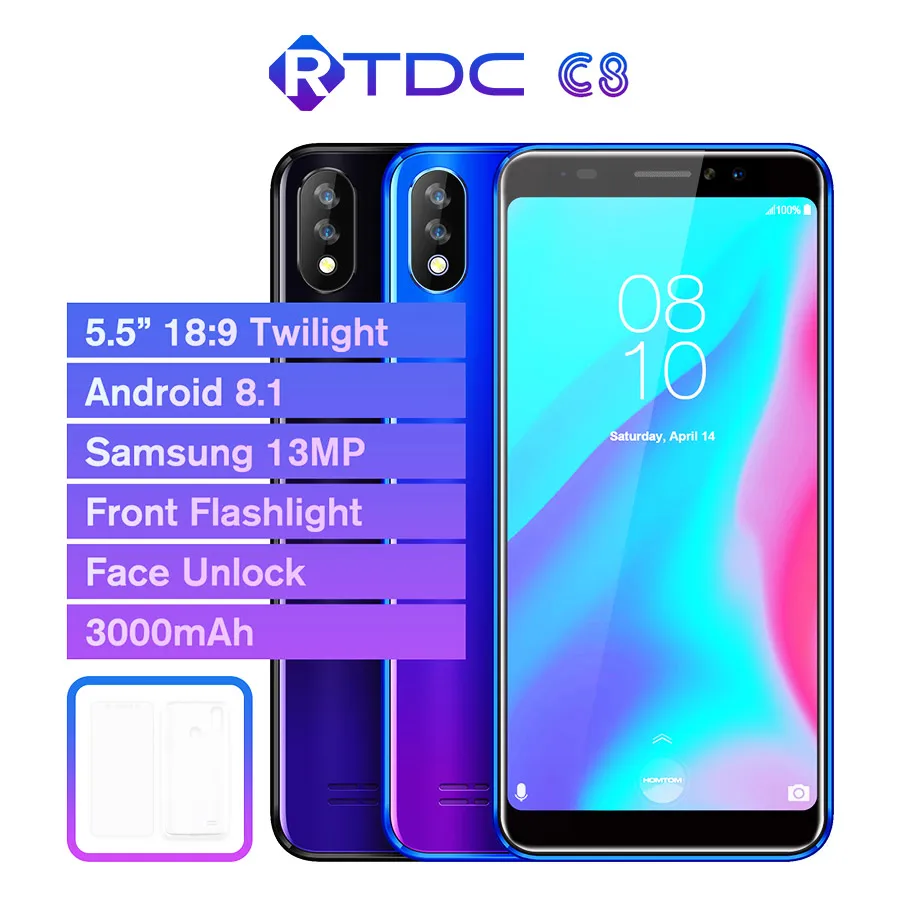 Смартфон с 5 дюймовым дисплеем четырёхъядерным процессором MTK6739 ОЗУ 16 ГБ ПЗУ 18:9