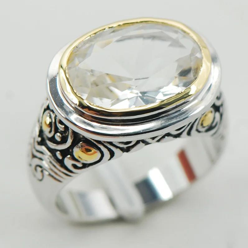 

White Crystal Zircon Women 925 Sterling Silver Ring F934 Size 6 7 8 9 10