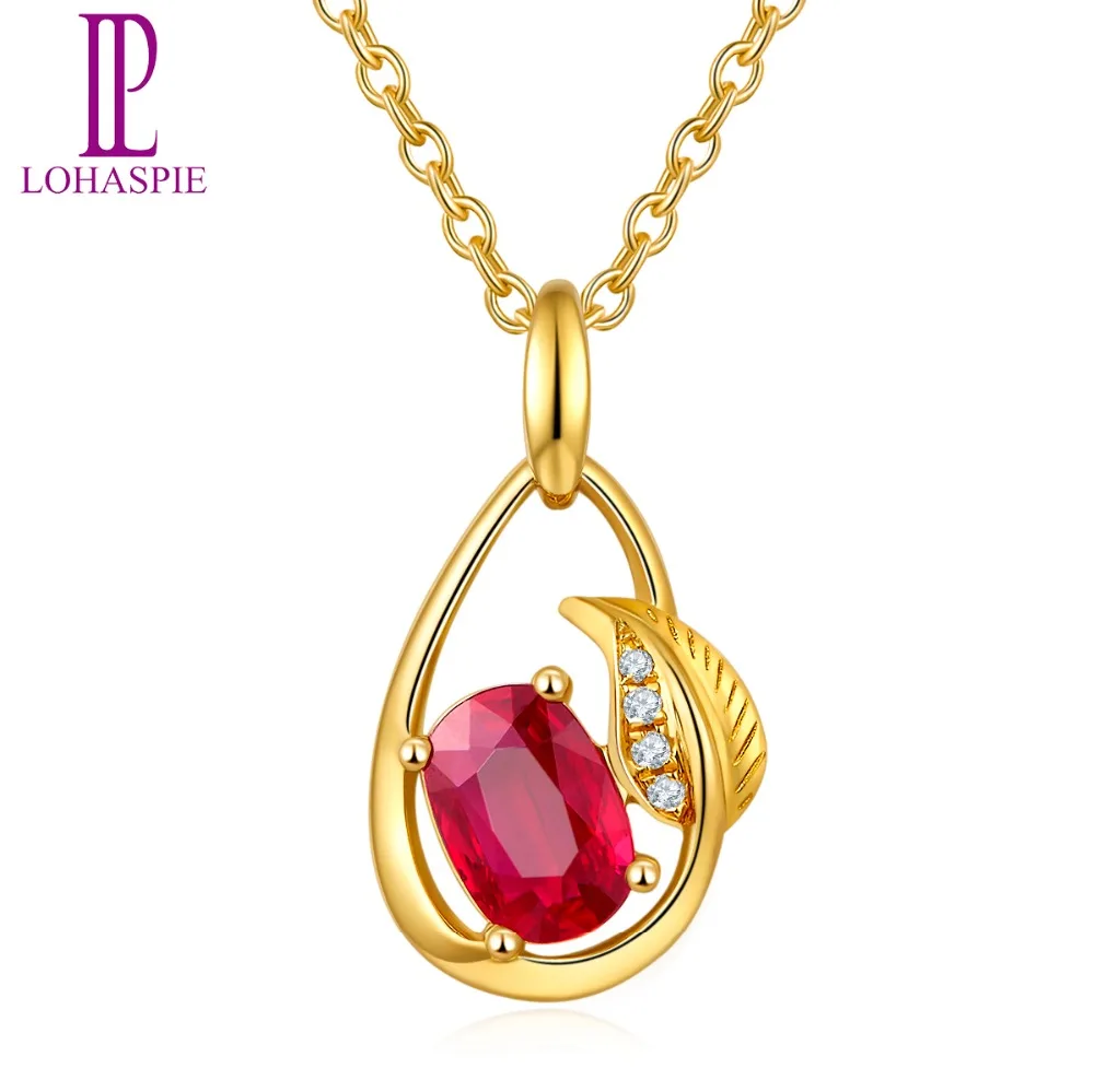 

Lohaspie Diamond-Jewelry Solid 18K 750 Yellow Gold 0.5ct Natural Gemstone Ruby Pendant Fine Stone Jewelry For Birthday Gift New