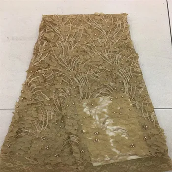 

High Quality 3D Lace Fabric 2018 African Lace Fabric On Sale Beads Lace Fabric wine for Bridal Nigerian Wedding HJ391-2