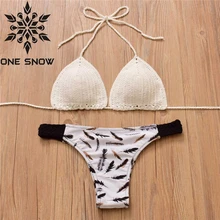 ONE SNOW 2017 New Sexy Micro Bikinis Women Swimsuit Swimwear Halter Brazilian Bikini Set Beach Bathing Suits Swim Wear Biquini