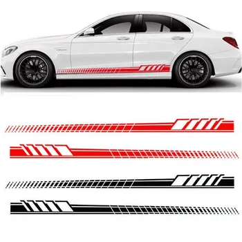 

1 pair Car Stickers Auto Body Long Stripe Side Skirt Decoration Decal Cutting Carving Styling Car Exterior Pull Flower Sticker