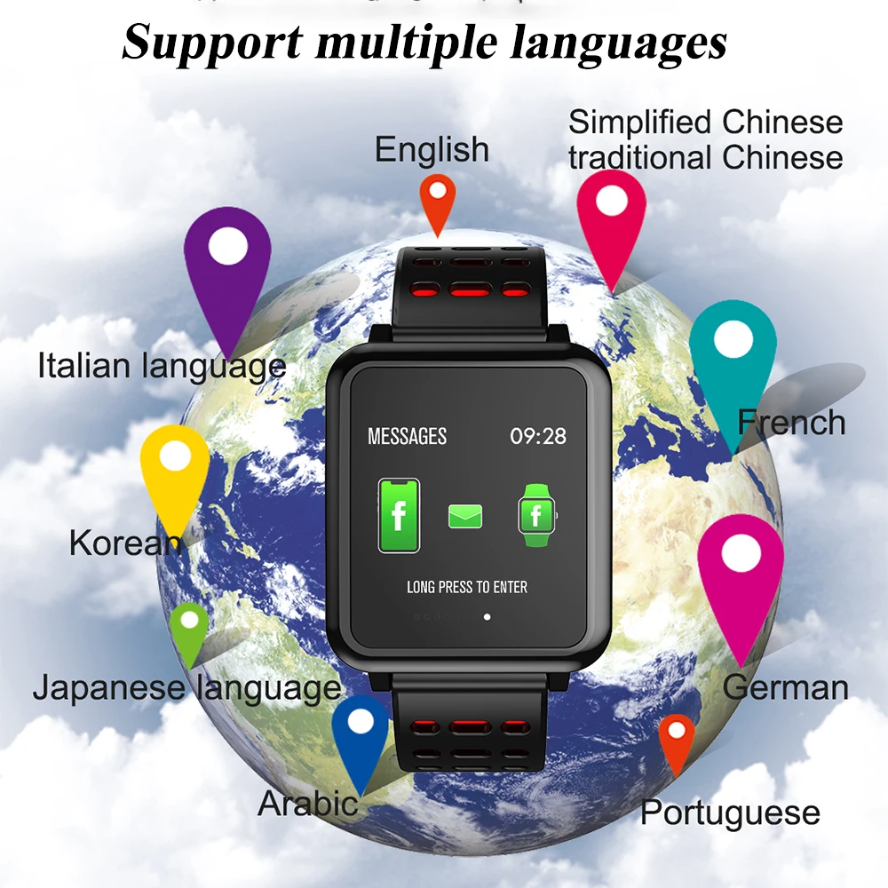 LEMDIOE Smart Watch For men women heart rate blood pressure monitor IOS Smartwatch Android IP67 Waterproof Sports smart wear