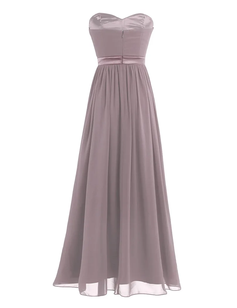 Dusty Rose Pleated A Line Long Bridesmaid Dress