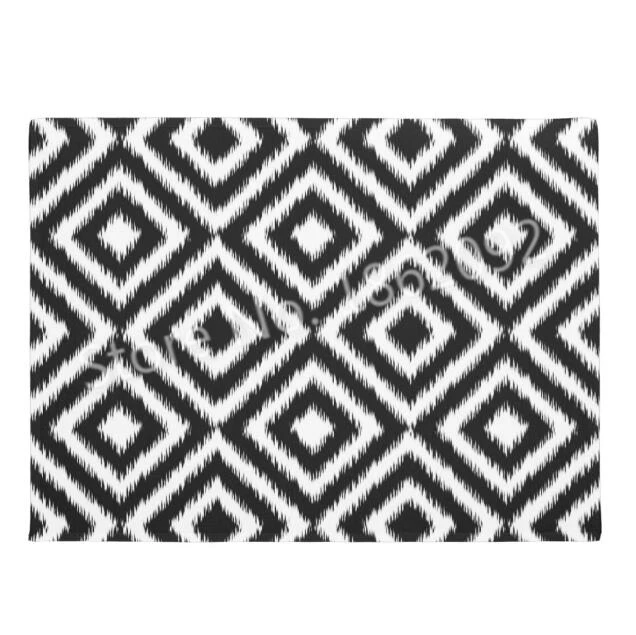 

Hot Nordic Black White Ikat Geometric Doormat Non Slip Diamond Square Mosaic Pattern Living Room Door Mats Rug Carpet Hip Decor