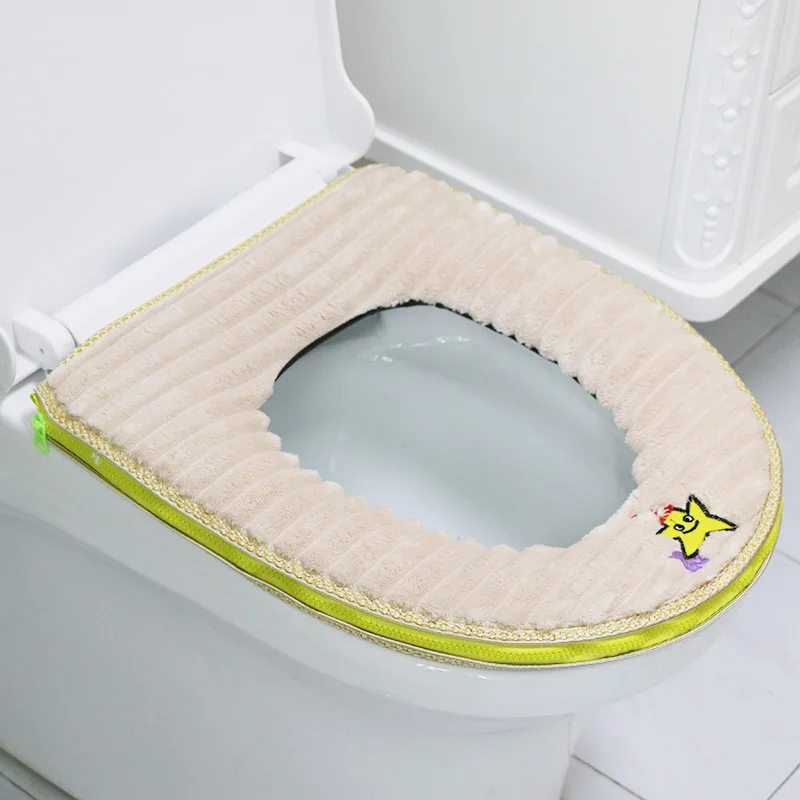 Domestic winter thickening Plush zipper toilet cushion Lovable toilet