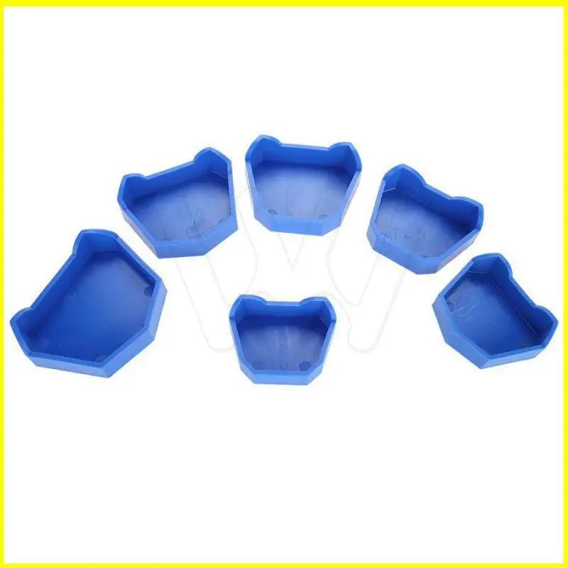 

6 Pcs Rubber Dental Lab Plaster Model Former Base Molds Tool Tray Blue Silicone