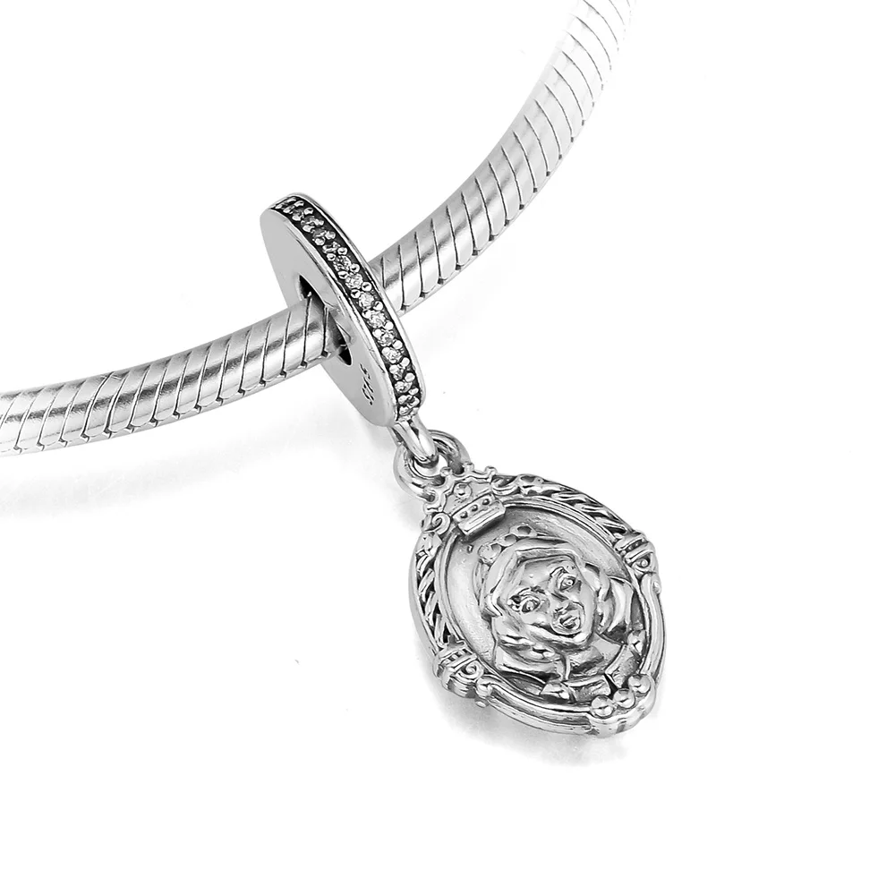 

Authentic 925 Sterling Silver Evil Queen Magic Mirror Dangle Charm, Clear CZ for Jewelry Making Fit Bracelets DIY YL827