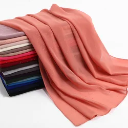 Summer Beautiful Long Scarves Gold Glitters Muslim Hijab Headwrap Shimmer premium Chiffon Beach Shawl Plain Colours 175x72cm