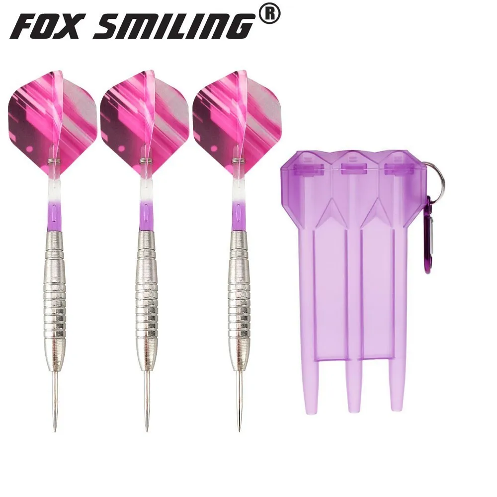 

Fox Smiling 3PCS 23g Professional Steel Tip Darts With Nylon Shafts 5 Colors Dardos Feather And Dart Case Box Package
