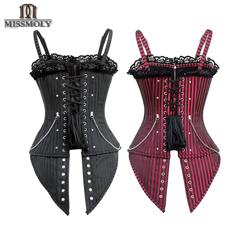 Miss Moly Steampunk Corset Gothic Dress Women Sexy Clothes Plastic Boned Cincher Bustier Burlesque Overbust lingerie Shapewear