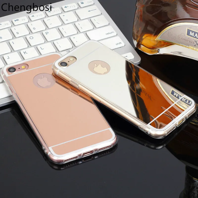 

Fashion Ultra Slim Soft Case for Iphone 5S 6s 7 8 Plus Clear Silicone Edge Mirror Back Cover for Iphone X XS XR MAX Phone Cases