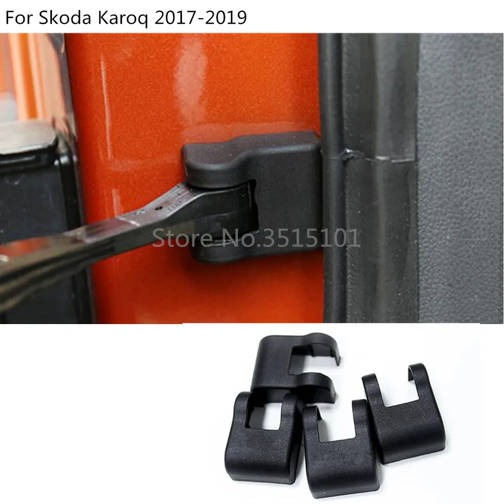 

Car anti rust water proof door lock key keys Plastic buckle Limit device trim frame 4pcs For Skoda Karoq 2017 2018 2019