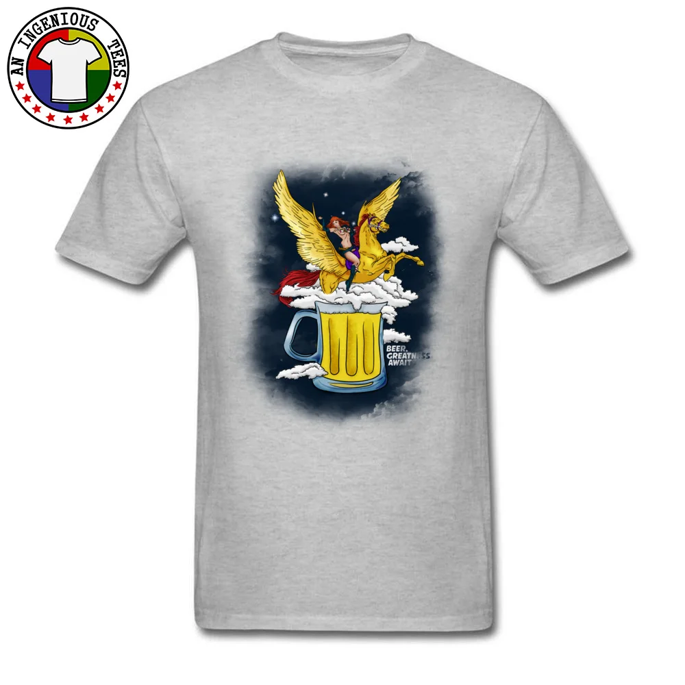Beer Greatness Awaits Casual Tops Shirts Short Sleeve for Men Pure Cotton Summer Crew Neck T Shirts Custom Tees Fashionable Beer Greatness Awaits grey