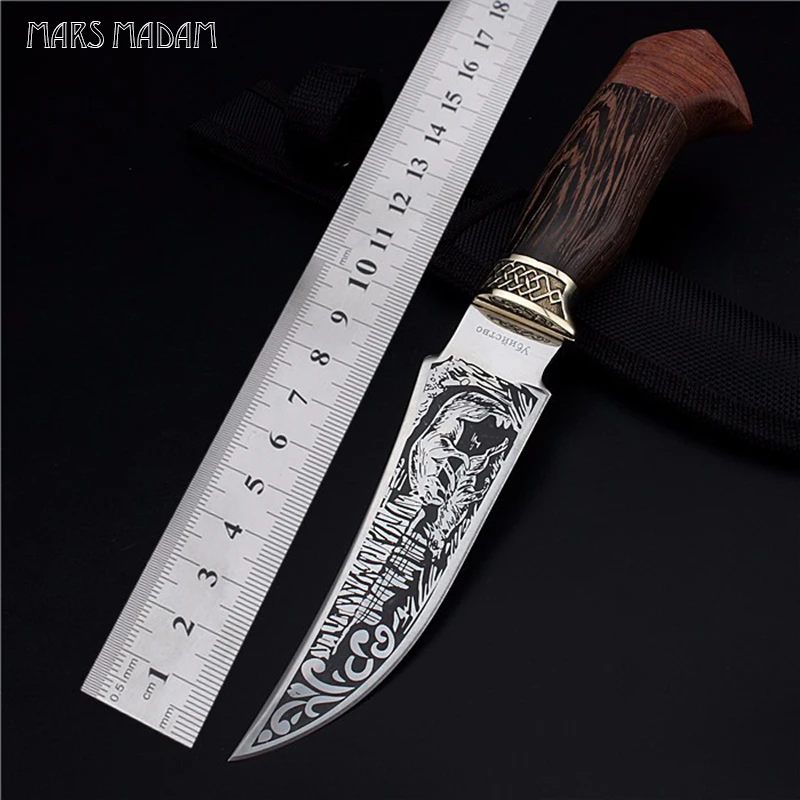 

MARS MADAM High-end gift knife the Abstract art design of the blade grain the Sharp outdoor tools Fixed blade knife