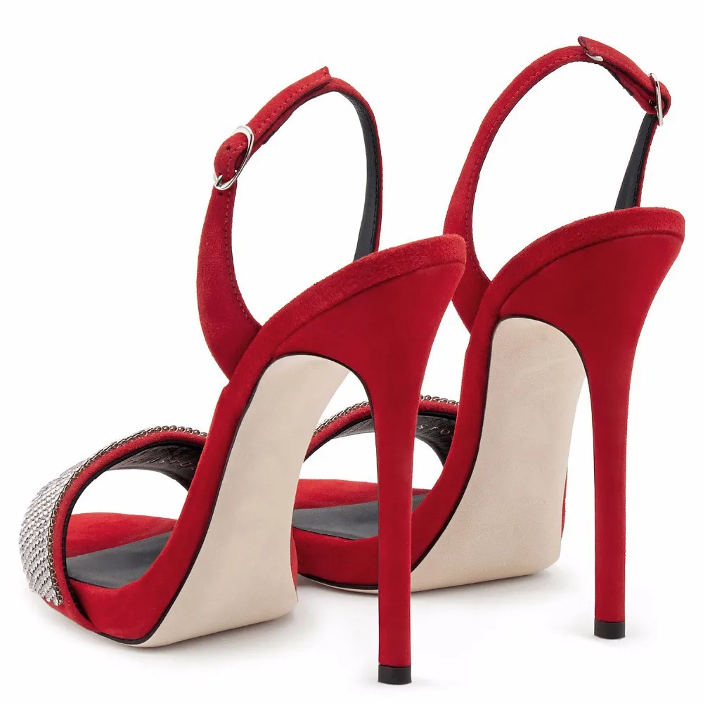 Босоножки на высоком каблуке Женская летняя модельная обувь с ремешком на щиколотке женские сандалии с открытым носком Стразы Свадебная обувь Большие размеры 34–45