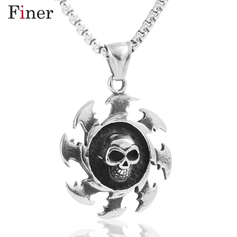 

fashion stainless steel skull sun pendant necklace for men jewelry