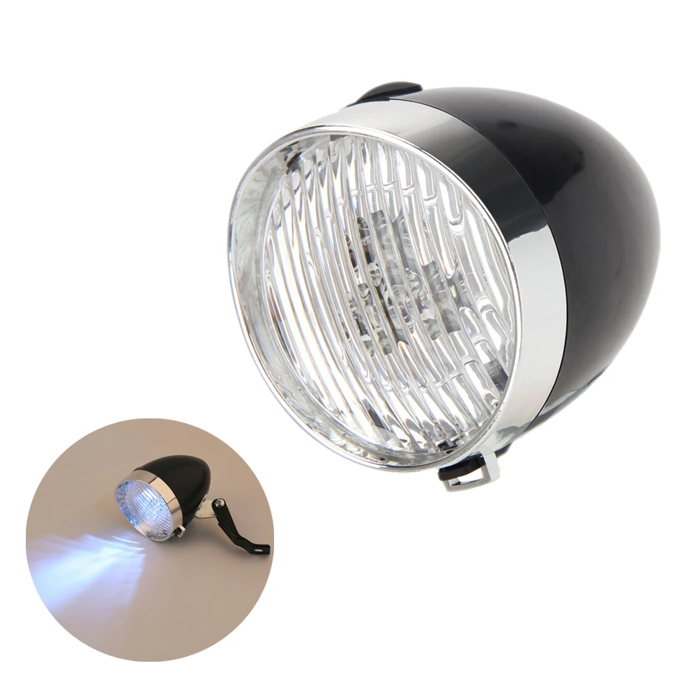 

Waterproof 3LED Retro Bike Front Light Bicycle MTB Road Vintage Flashlight Lamp With Bracket bicicleta Head Light Black