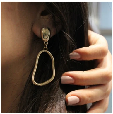 

Gold Filled Irregular Circle Alloy Long Earrings Pendant Women Accessories Geometric Female Earrings Fashion Metal Jewelry Gifts