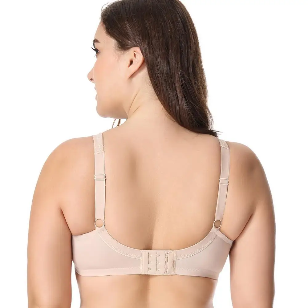 Bra Women Comfort V-Neck No Padding Underwire Minimizer Beige03,Dd,36
