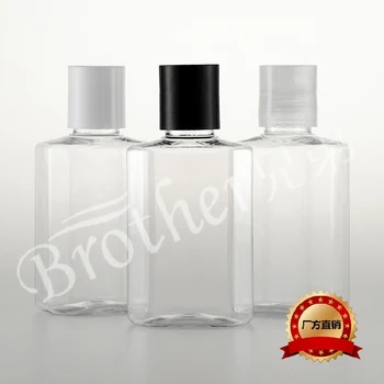 

80ml Transparent Octagonal Square Bottle Press Cover Squeeze Emulsion Bottle 10pcs/lot