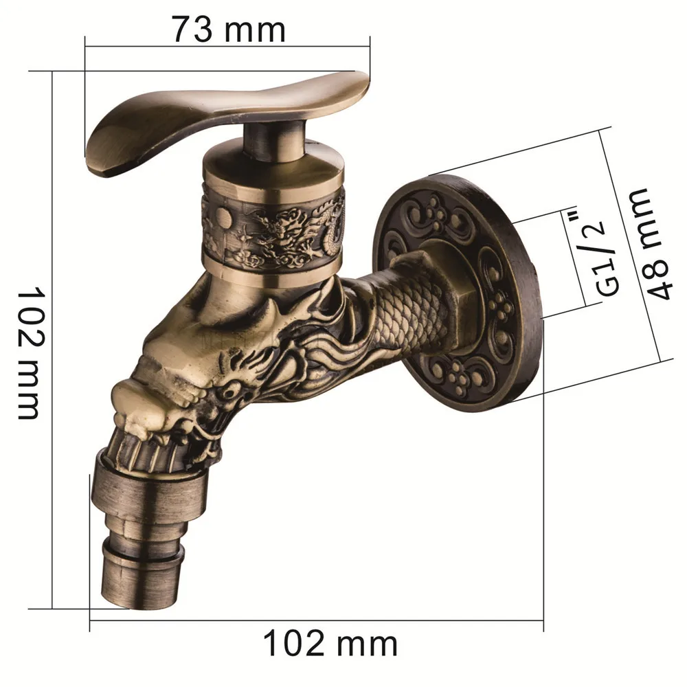 MTTUZK настенный резной старинный Бронзовый водопроводный кран, декоративный наружный садовый смеситель для стиральной машины кран для раковины