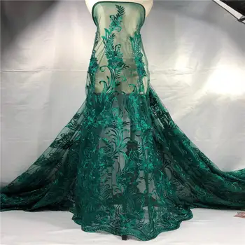 

blue Latest African French Lace Fabric High Quality African Tulle beads Lace Fabric For Wedding.White color african lace peach