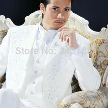 Белый вышивка жених смокинг жениха мужчины свадьба костюмы лучший мужчина костюмы / жениха смокинг( куртка+ брюки+ Vestwed