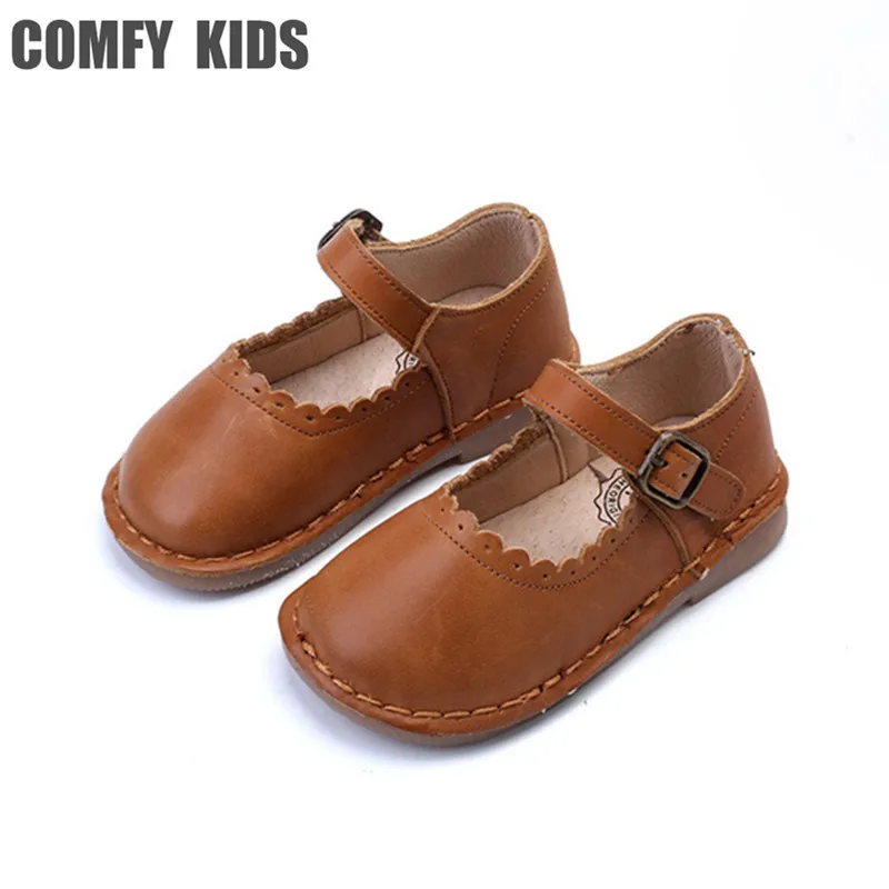 

Comfy kids Genuine Leather 2017 New Arrivals Child Girls Shoes Fashion Flat With Cow Muscle Sole Baby Girls Leather Shoes
