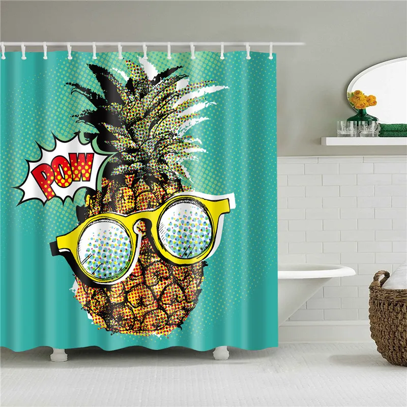 

Pineapple Poster cortinas de bano bathroom shower curtains set bath screen with hooks polyester fabric curtains home decoration