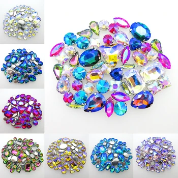 

Mix shape AB colors silver claw nice glass crystal sew on rhinestone Crystals shoes bags garment accessories Diy 50 PCS/PACK