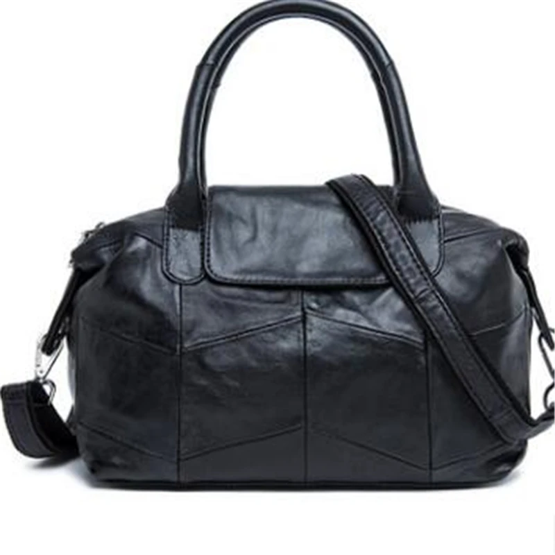 

2018 Women Black Large Capacity Totes Handbags Female Soft Cross-Body Single-Shoulder Bags Genuine Leather Travel Messenger Bags