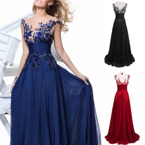 Women Long Prom Formal Dress 2018 New Summer Floral Embroidery