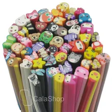 100 шт./лот 40 мм смешанные животные арт для ногтей трость DIY Fimo Полимерная глина ломтик