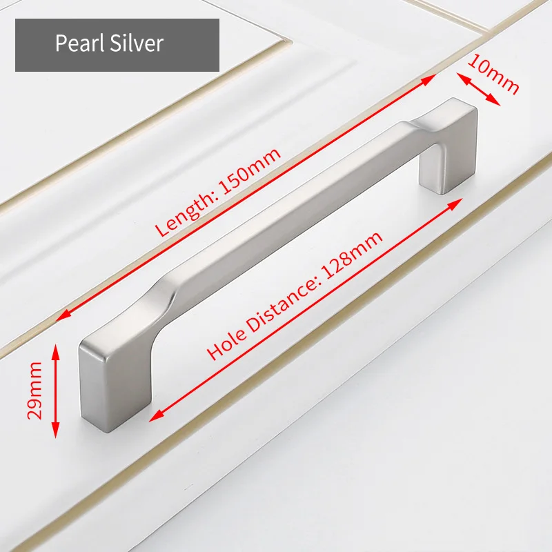 Pearl Silver 128mm KAK цинковый сплав жемчужно-серая золотая для шкафа ручки твердые ручки для ящиков кухонный шкаф двери тянет Мебельная ручка фурнитура для шкафа - Цвет: Pearl Silver 128mm