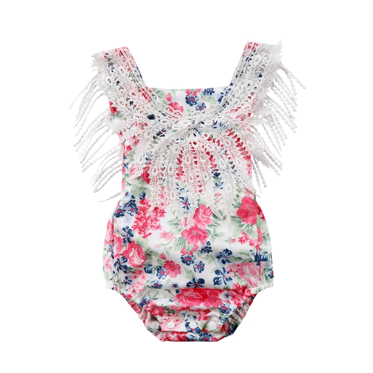 Toddler Baby Girls Lace Floral Princess Rompers Sleeveless Baby Clothes