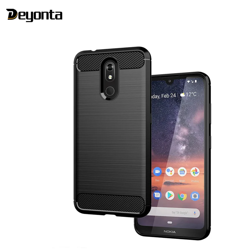 

Deyomta Rubber Carbon Fiber Case For Nokia 3.2 Case Silicone Anti-Knock Covers For Nokia 4.2 Coque Back Protective Phone Shell