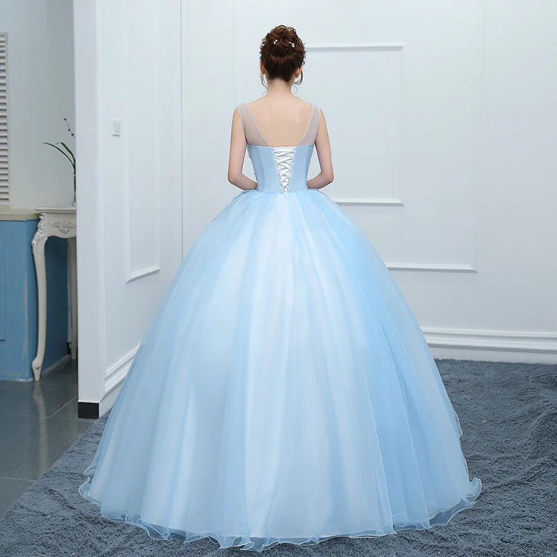 Женское платье для выпускного вечера Голубое Бальное Платье девушек 15 лет