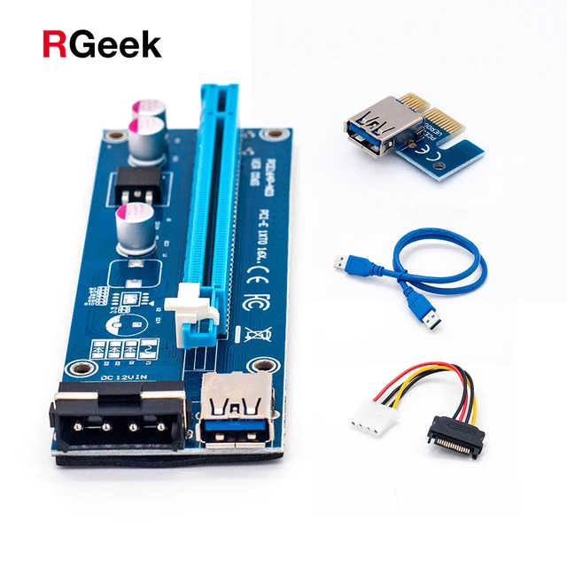 Wholesale USB 3.0 PCI-E Riser Express 1X 4x 8x 16x Extender Riser Adapter Card SATA 15pin Male to 6pin Power Cable