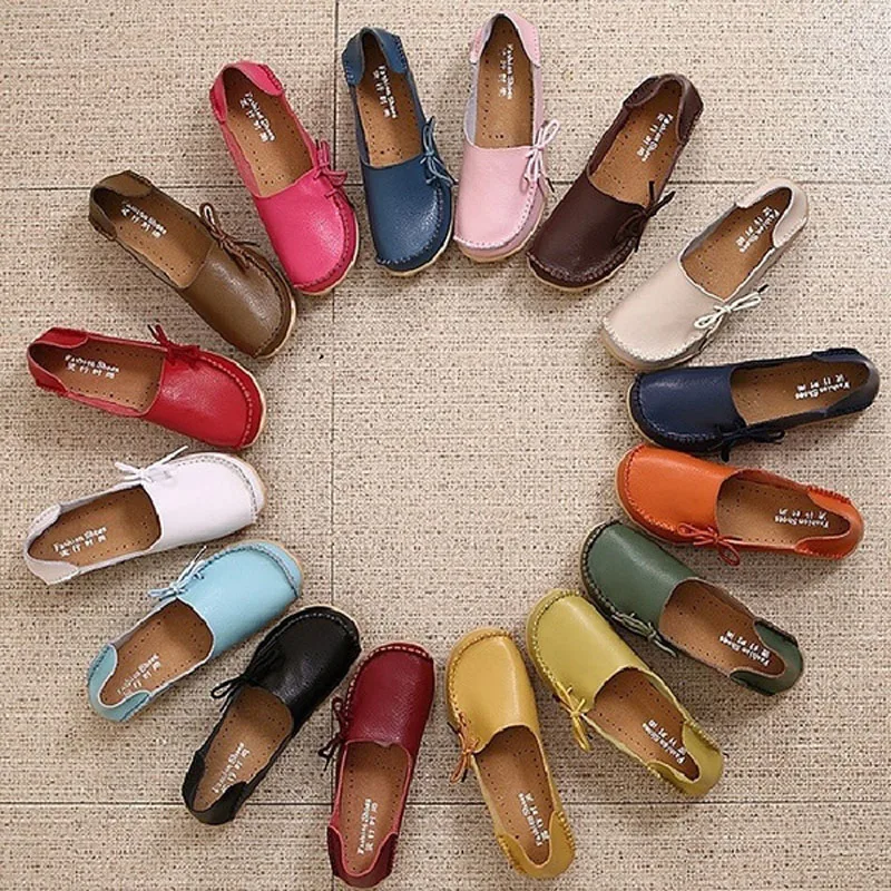 

DAFENP Women Real Leather Shoes woman zapatillas mujer Moccasins Loafers Soft Leisure Flats Casual Driving zapatos de mujer