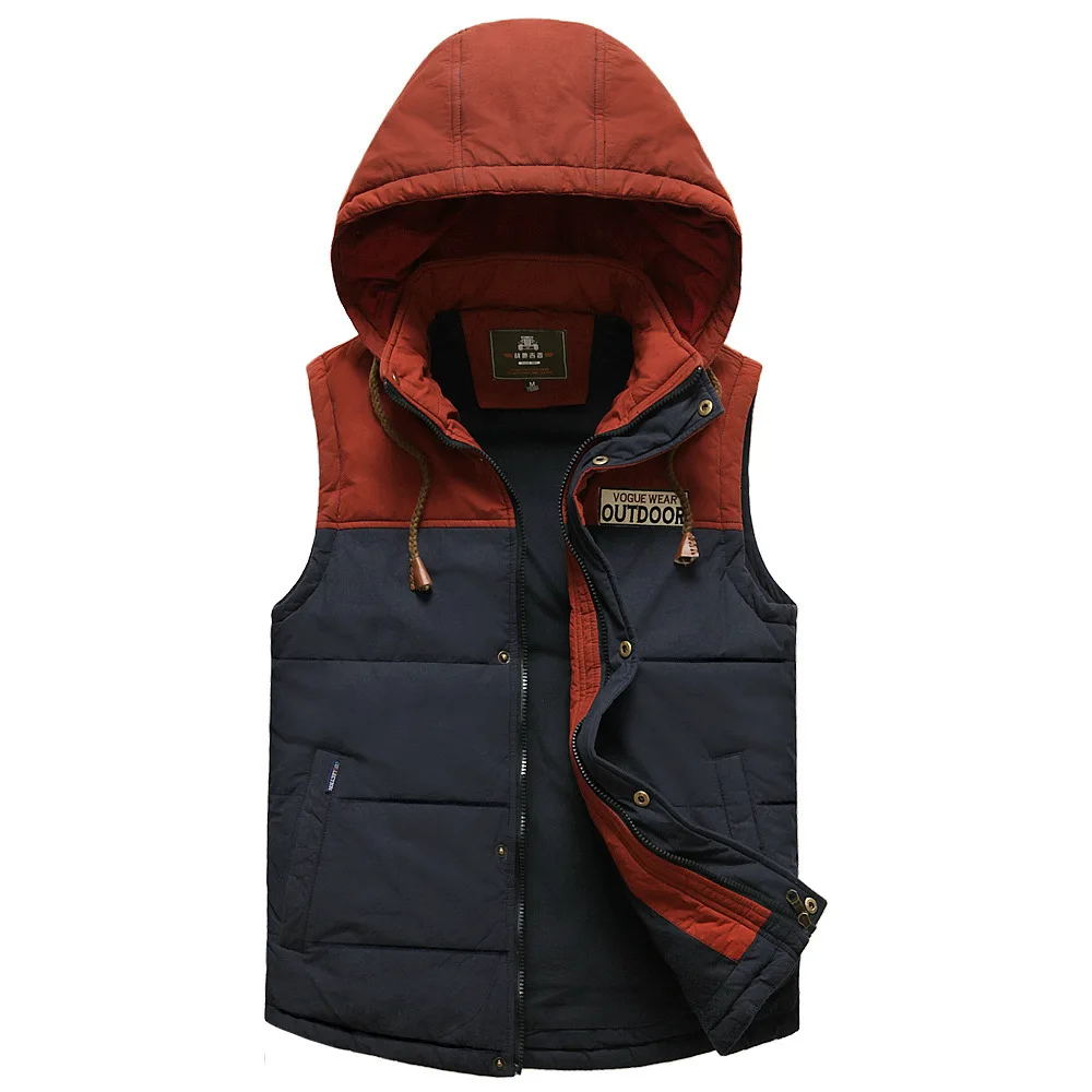 New Fashion Men Hooded Vest Sleeveless Jacket Autumn Winter Thick Casual Man Waistcoat Plus Size