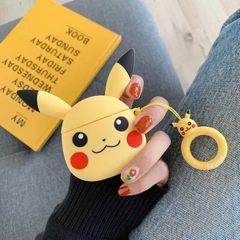 

Cartoon Earphone Case For Airpods With Finger Ring Anti-Lost Bluetooth Wireless Earphone Cute Silicone Case For Airpods 2 Cover