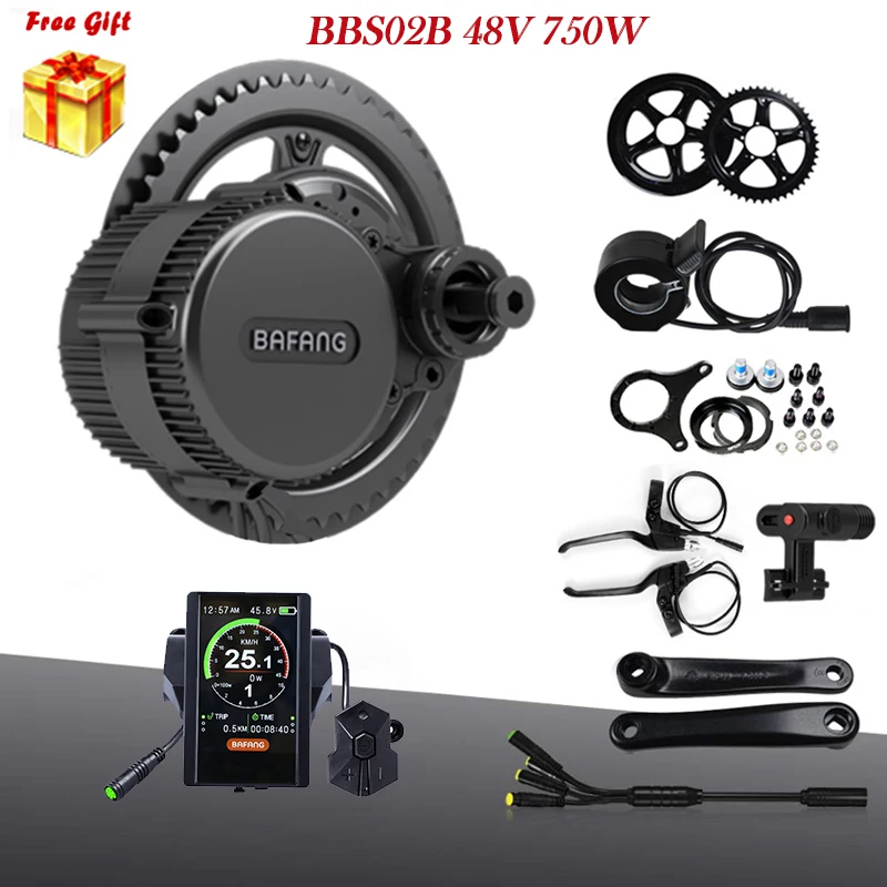 

8fun bafang 48V 750W BBS02B Mid Drive Motor Electric Bike Conversion Kits For Bicycle BBS BBS02 Middle Engine Kit