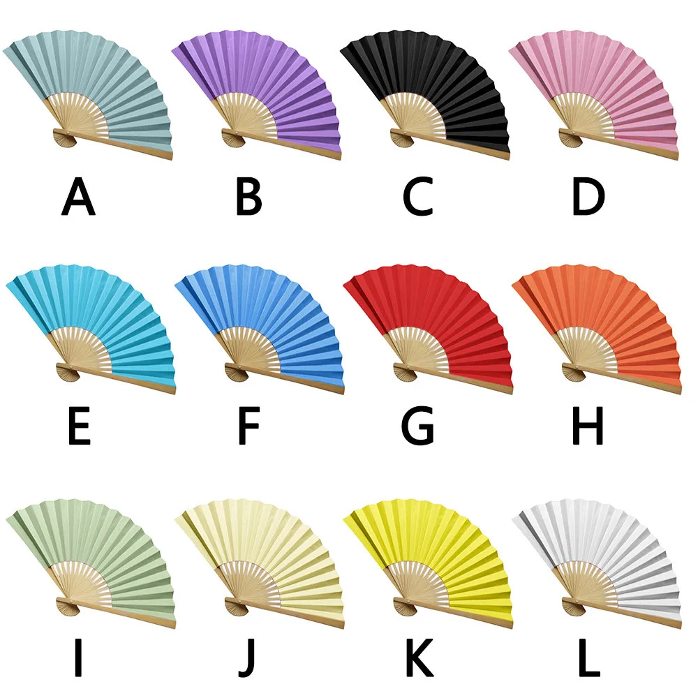 Pattern Chinese Style Hand Held Fan Bamboo Paper Folding Fan Handheld Wedding Hand Fan Cool Bamboo Flower Personalized G613