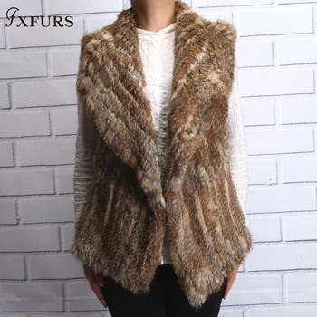 

FXFURS 2019 New Fashion Real Knitted Rabbit Fur Vest, Real Fur Vest, Genuine Rabbit Fur Waistcoat Rabbit Fur Gilet Hot Sale