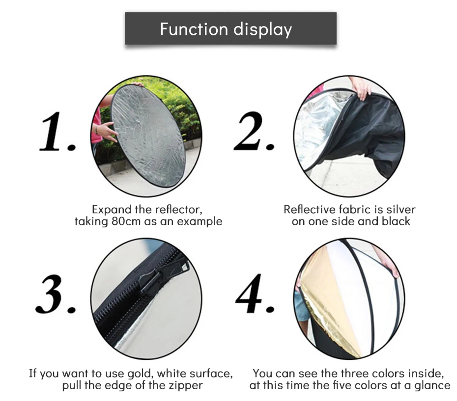TiYiViRi 60CM 80CM 5 in 1 Collapsible Multi-Disc Light Reflector Round PhotographyPhoto Reflector with Cariing Bag for Studio (6)