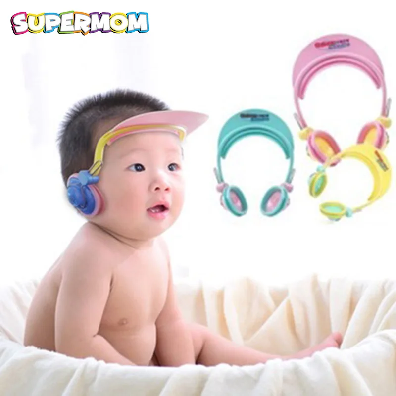 

Baby Bath Waterproof Earmuffs Infant No-toxic Adjustable Size Shower Cap PVC Soft Rubber Bathroom Shampoo Tool For Children