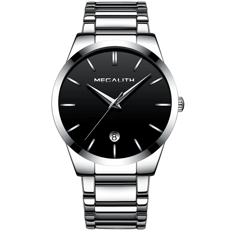 

MEGALITH Fashion Watch For Man Waterproof Analogue Date Watches Stainless Steel Simple Design Quartz Wristwatch Men Relogio