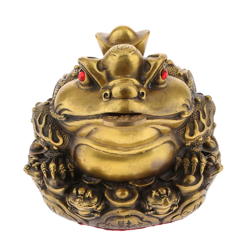 Feng Shui Toad Money LUCKY Fortune Wealth Chinese Golden Frog Toad Coin Home Office Decoration Tabletop Ornaments Gifts