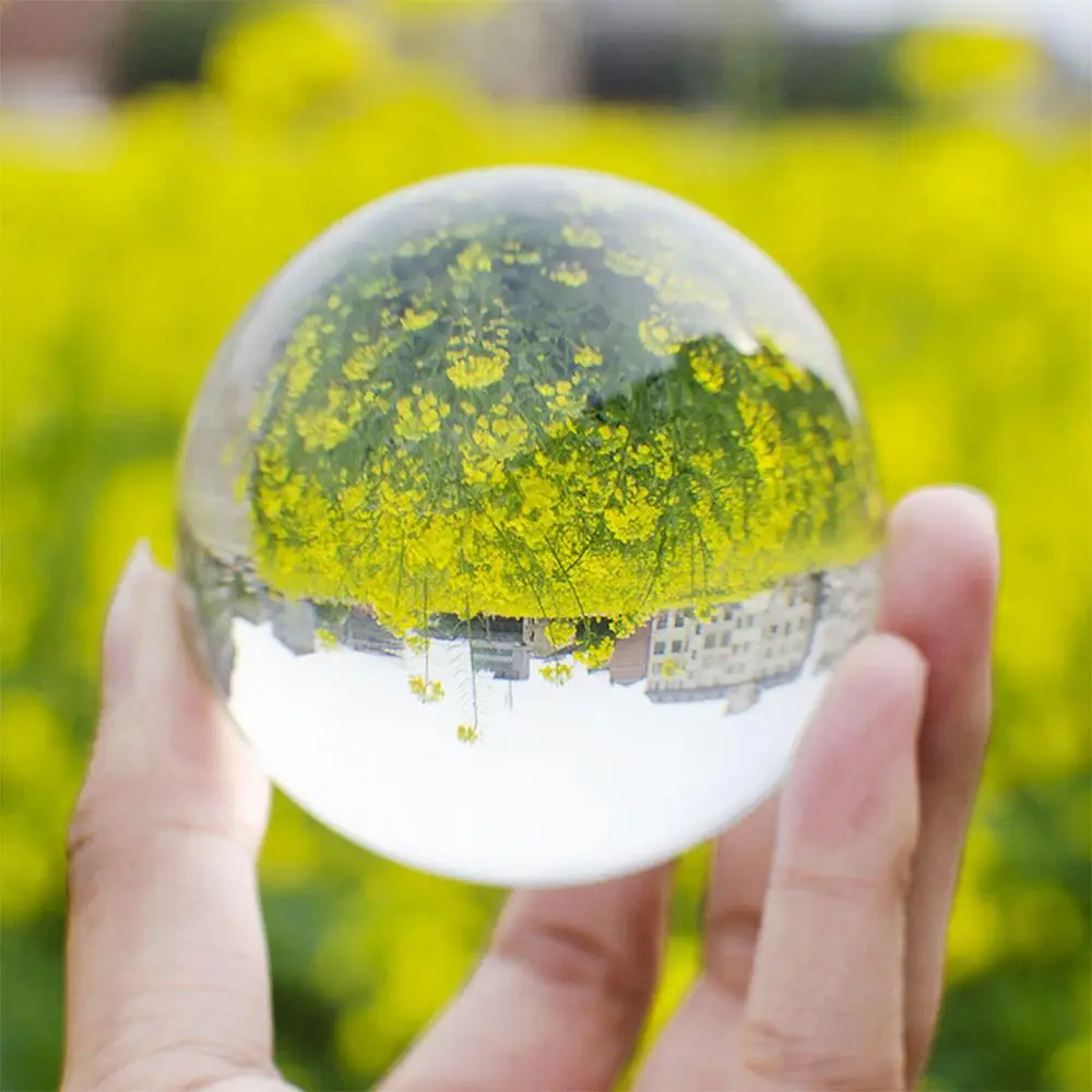 

30/40mm Transparent Crystal Ball Magic Round Clear Glass Ball with Wood Stand Photography FengShui Home Office Decor Craft Gift